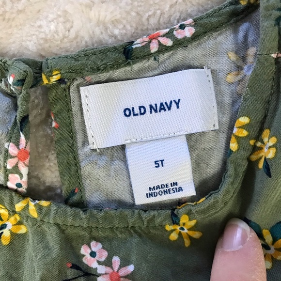 Old Navy Sleeveless Floral Dress Size 5T Green Yellow Flowers - Picture 3 of 4
